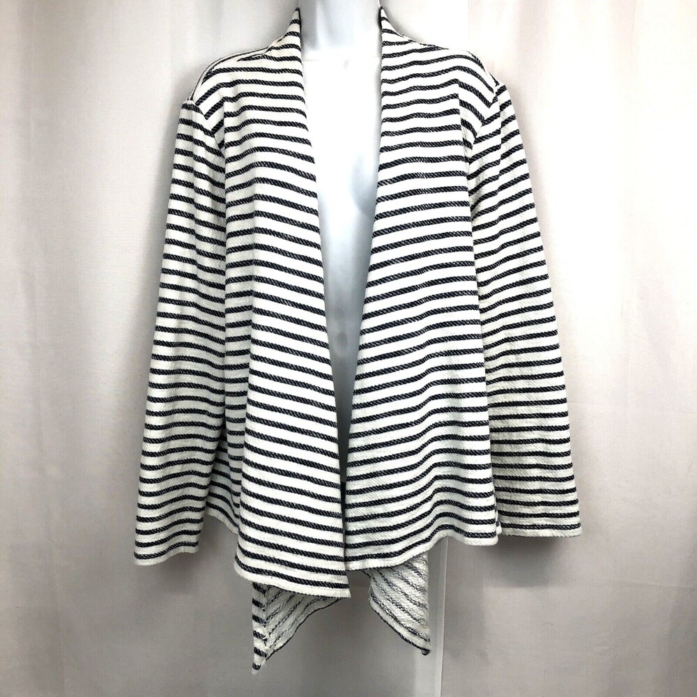 Gap Womens Size XL Blue and White Striped Draped Open Front Cardigan